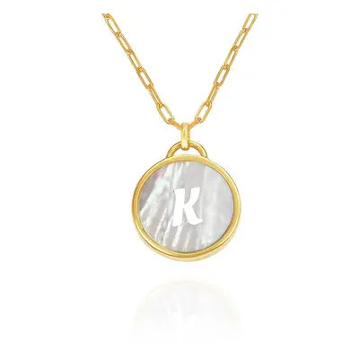 Mother of Pearl Initial Necklace in 18ct Gold Vermeil