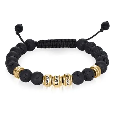 Lava Stones & Custom 18ct Gold Plated Beads - Men's Beaded Bracelet