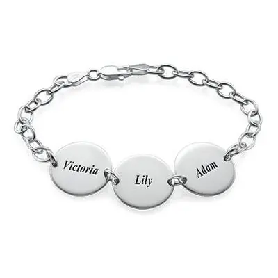 Special Gift for Mum - Disc Name Bracelet in Sterling Silver