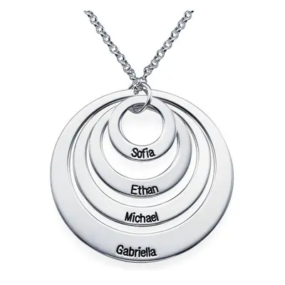 Four Open Circles Necklace with Engraving in Sterling Silver