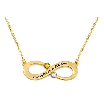 Engraved Infinity Necklace with Birthstones in 18ct Gold Vermeil