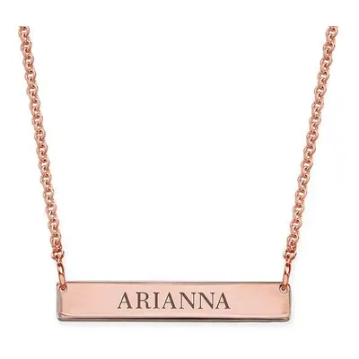 Tiny 18ct Rose Gold Plated Bar Necklace with Engraving for Teens