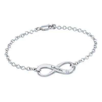 Infinity Diamond Bracelet in Sterling Silver