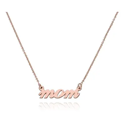 Mom Cursive Necklace in 18ct Rose Gold Plating