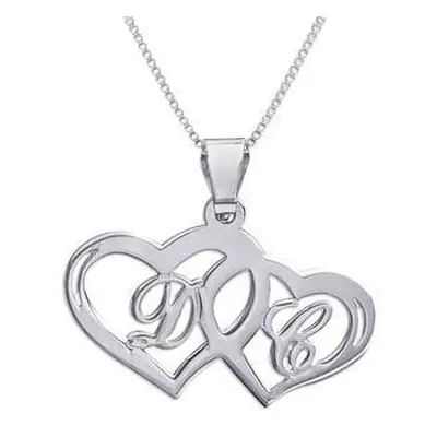 Silver Couples Hearts Pendant with Initials