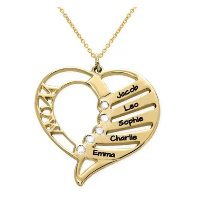 Engraved Mum Necklace with Diamonds in Gold plating