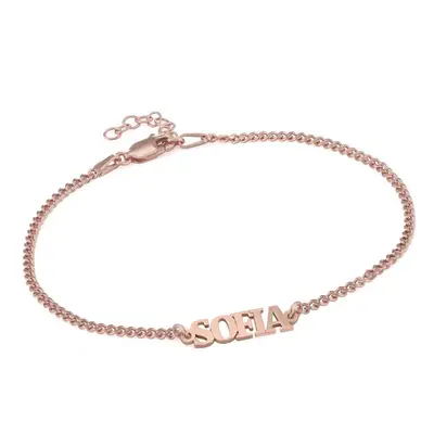 Name Bracelet / Anklet with Capital Letters in 18ct Rose Gold Plating