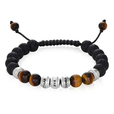 Lava Stones & Tiger Eye Stones - Men's Beaded Bracelet