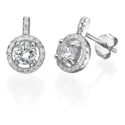 Round Cut Earrings with Cubic Zirconia in Sterling Silver