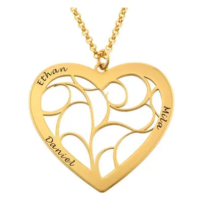 Heart Family Tree Necklace in Gold Vermeil