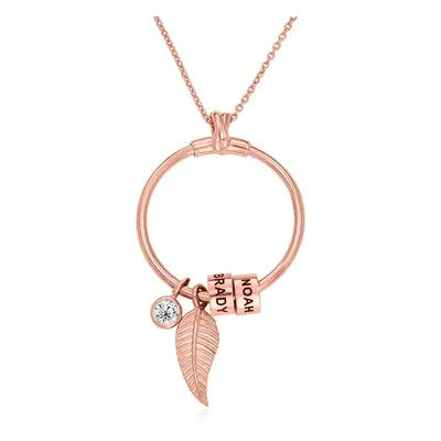 Linda Circle Pendant Necklace with 0.10ct Diamond in 18ct Rose Gold Plating