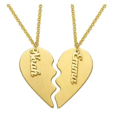 Personalised Couple Heart Necklace in Matte 18ct Gold Plating