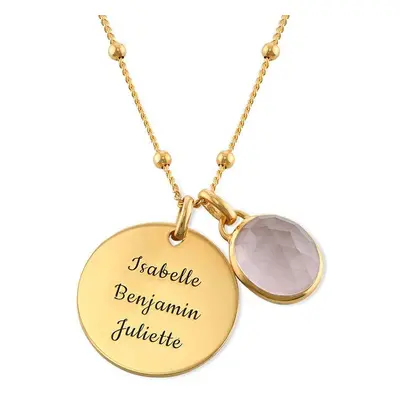 Disc Necklace with Semi-Precious Gemstone in 18ct Gold Plating