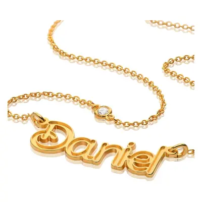 Riley Embossed Name Necklace with Diamond in 18ct Gold Plating