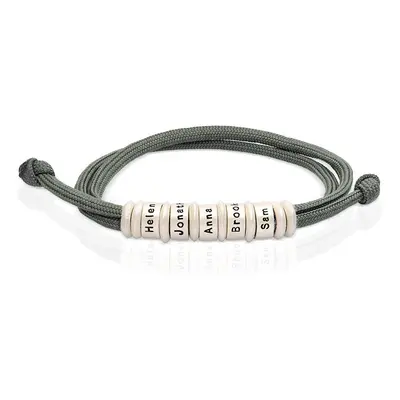 Men Black Cord Bracelet with Custom Beads in Sterling Silver