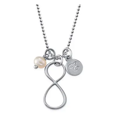 Infinity Necklace with Initial charm in Silver