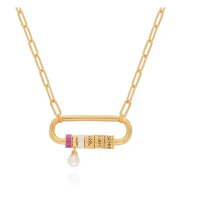 Linda Carabiner Necklace with Pearl in 18ct Gold Vermeil