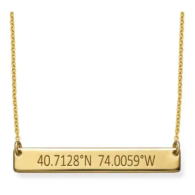 Engraved Coordinates Bar Necklace in 18ct Gold Plating