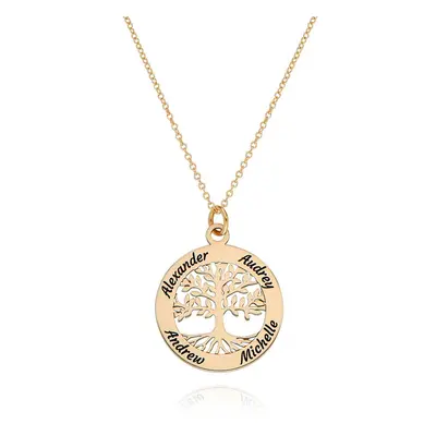 Personalised Family Tree Necklace in 14ct Solid Yellow Gold