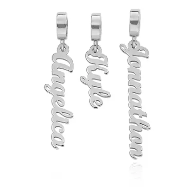 Modern Vertical Name Pendant in Sterling Silver