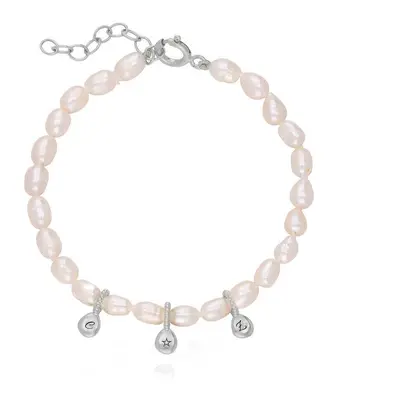 Initial Pearl Anklet in Sterling Silver