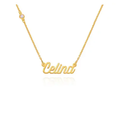 Twirl Script Name Necklace with Diamond in 18ct Gold Vermeil