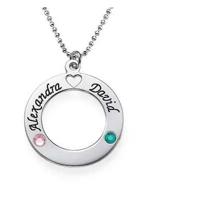 Sterling Silver Name Circle with Birthstones