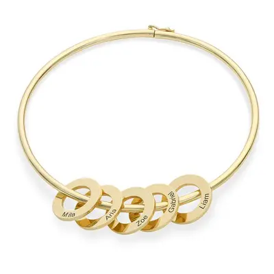 Bangle Bracelet with Round Pendants in 18ct Gold Plating