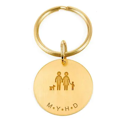 Custom Engraved Initials Keyring in Gold Plating