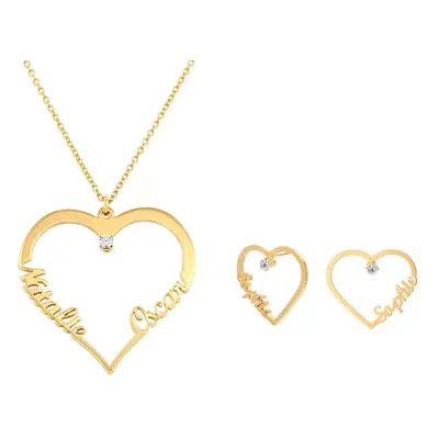 The Contour Necklace & Earrings Set with Diamonds in 18ct Gold Plating