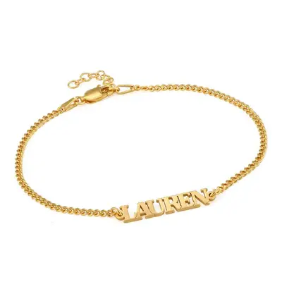 Name Bracelet / Anklet with Capital Letters in 18ct Gold Vermeil