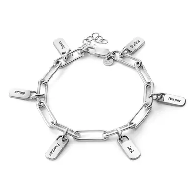 Rory Chain Link Bracelet with Custom Charms in Sterling Silver