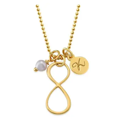 Infinity Necklace with Initial charm in Gold Plating