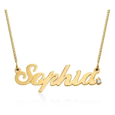 Classic Cocktail Name Necklace with Diamond in 18ct Gold Vermeil