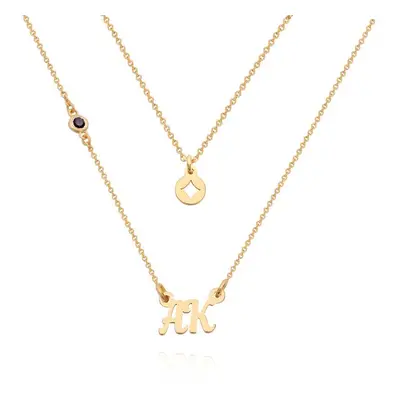 Bridget Star Layered Name / Initial Necklace with Gemstone in 18ct Gold Vermeil