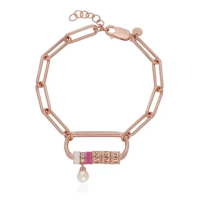 Linda Carabiner Bracelet with Pearl in 18ct Rose Gold Plating