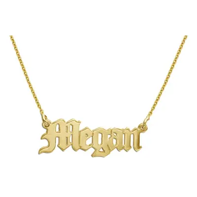 Double Thickness Old English Style Gothic Name Necklace in 18ct Gold Vermeil