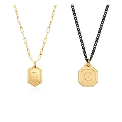 His & Hers Intial Necklaces in 18ct Gold Vermeil