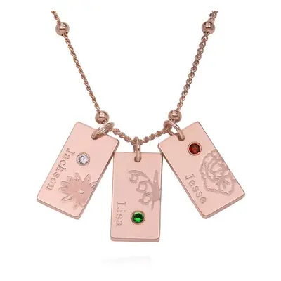 Blossom Birth Flower & Stone Necklace in 18ct Rose Gold Vermeil