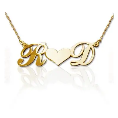 Personalised 14ct Gold Couples Heart Necklace with Initials