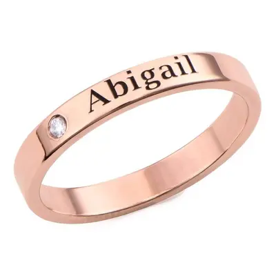 Stackable Diamond Name Ring in 18ct Rose Gold Plating