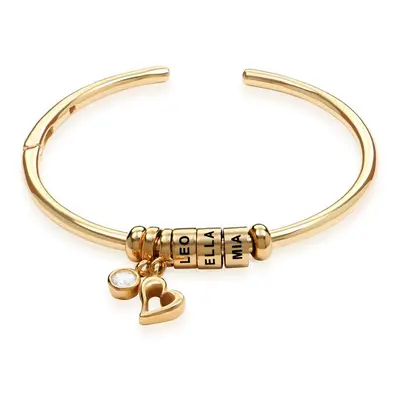 Linda Open Bangle Bracelet with 18ct Gold Plated Beads