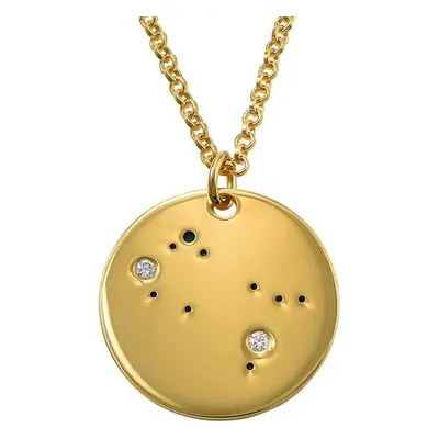 Gemini Constellation Necklace with Diamonds in Gold Plating