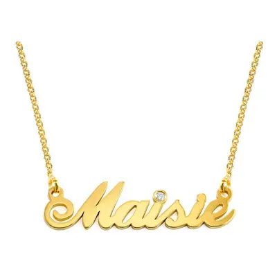 Hollywood Small Name Necklace with 0.02ct Diamond in 18ct Gold Vermeil