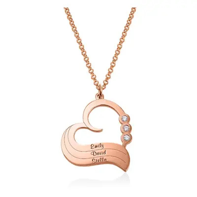 Personalised Heart Necklace with Diamonds in 18ct Rose Gold Plating