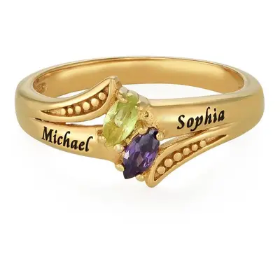 Personalised Birthstone Ring in 18ct Gold Plating