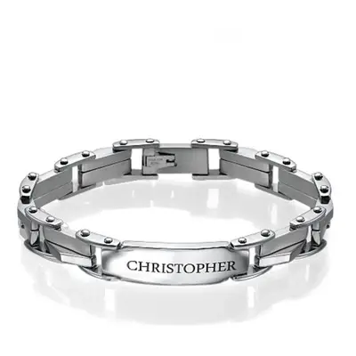 Men's Engraved Stainless Steel Bracelet