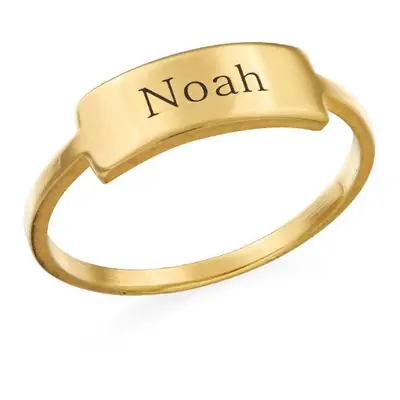 Silver Engraved Nameplate Ring in 18ct Gold Plating