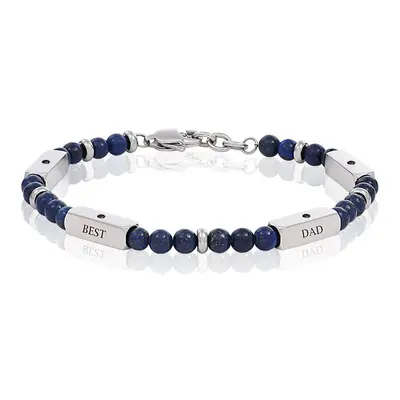 East Coast Custom Lapis Beaded Bracelet with Diamonds for Men