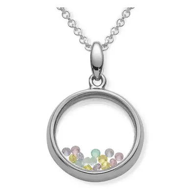 Round Shape Locket with Coloured Cubic Zirconia